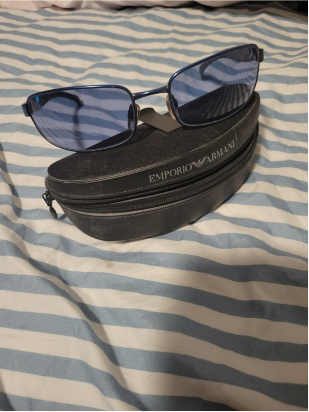 Emporio Armani 131-S Blue Lens Rectangular Sunglasses